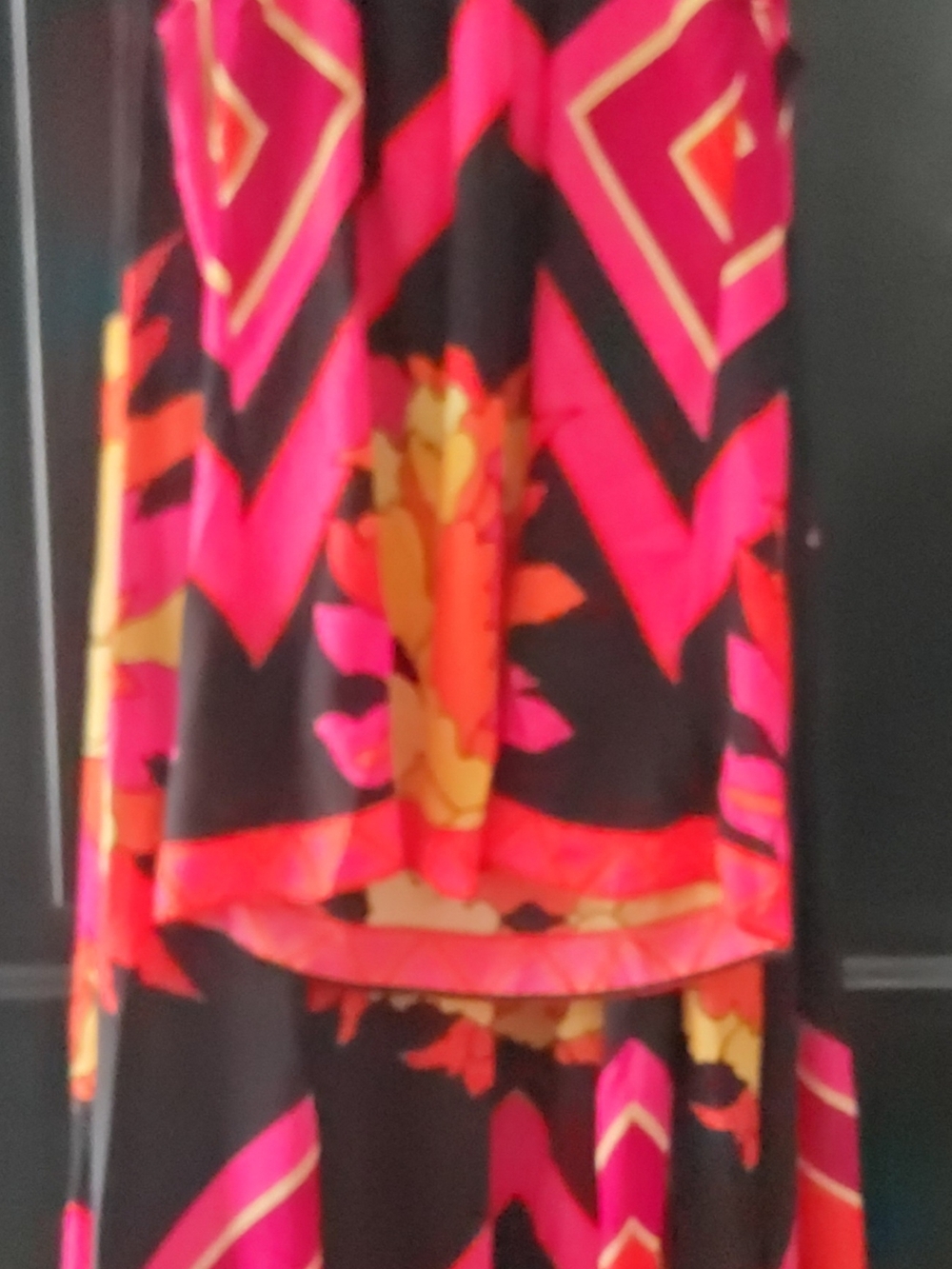 New York & Company Black Maxi Skirt with Pink and Orange Floral Chevron
